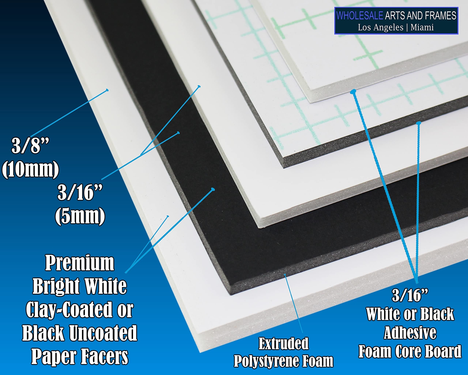 3/16″ White Foam Core Boards 11×14 16×20 20×30 24×36 30×40 32×40 Poster Backing