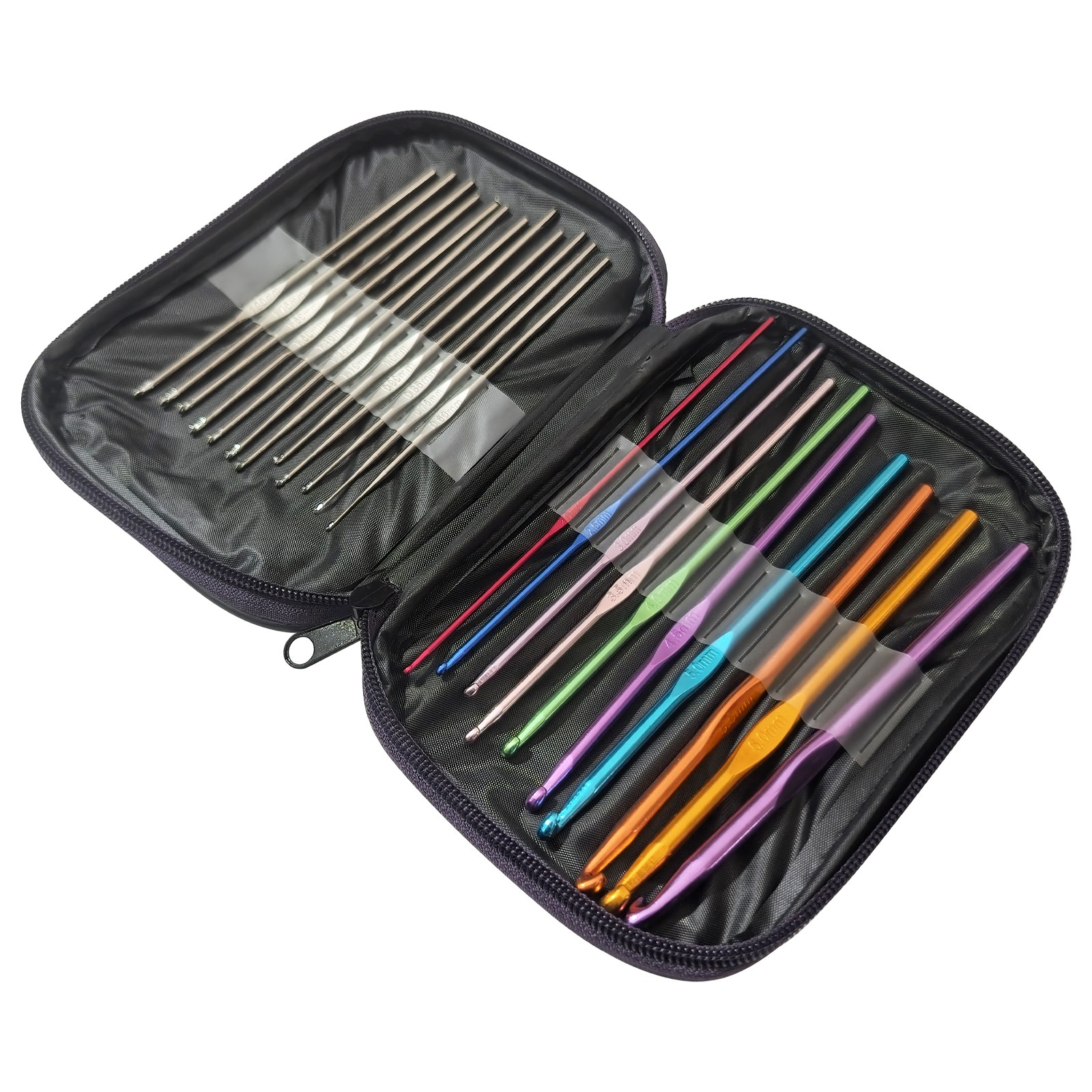 Aluminum Crochet Hooks Needles Knit 22 Pcs Set Multi Color Weave Craft Yarn New