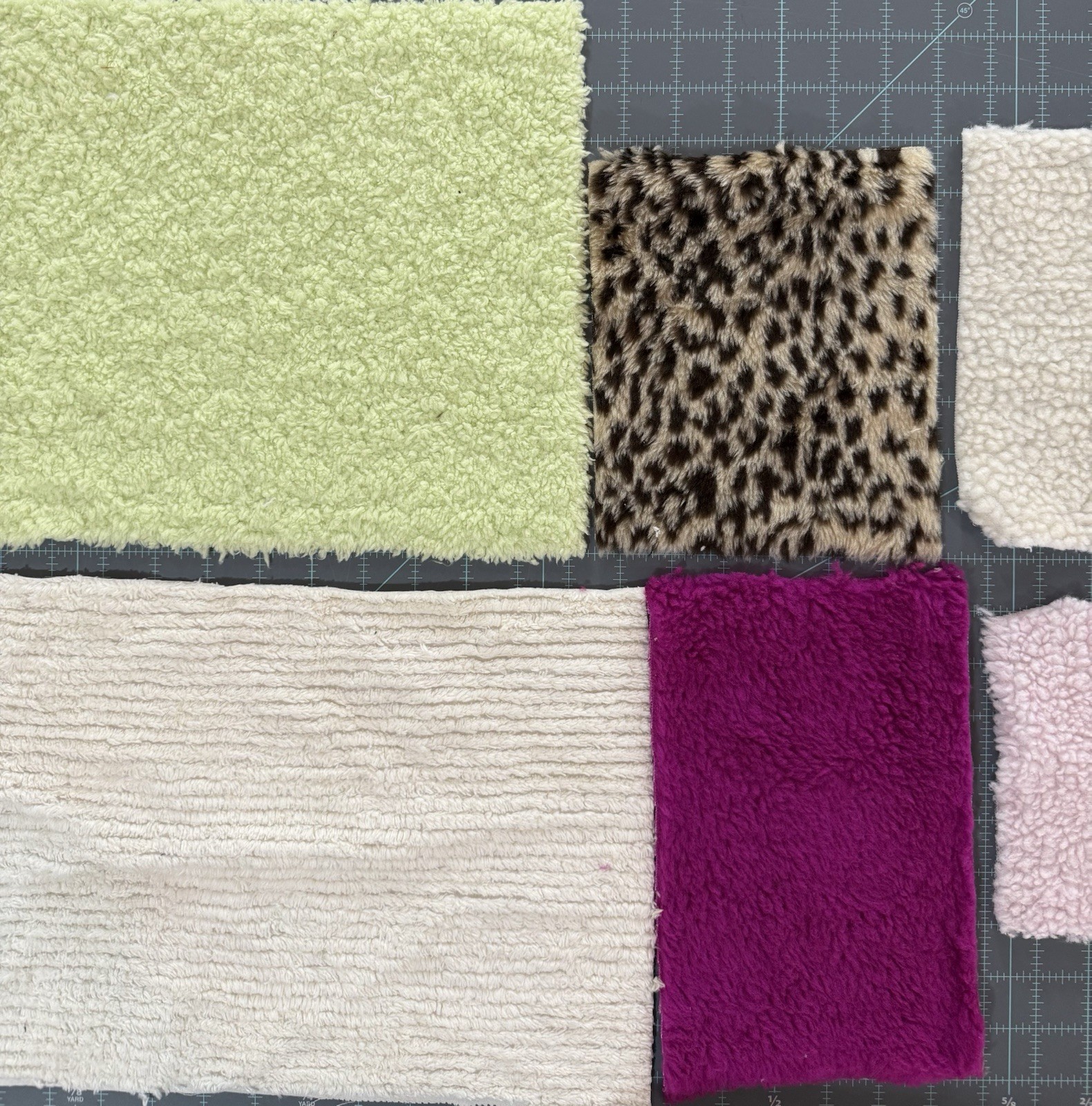 Fabric Different Textured Scrap Pieces Soft Fuzzy 4”-10”W Length Varies Crafts