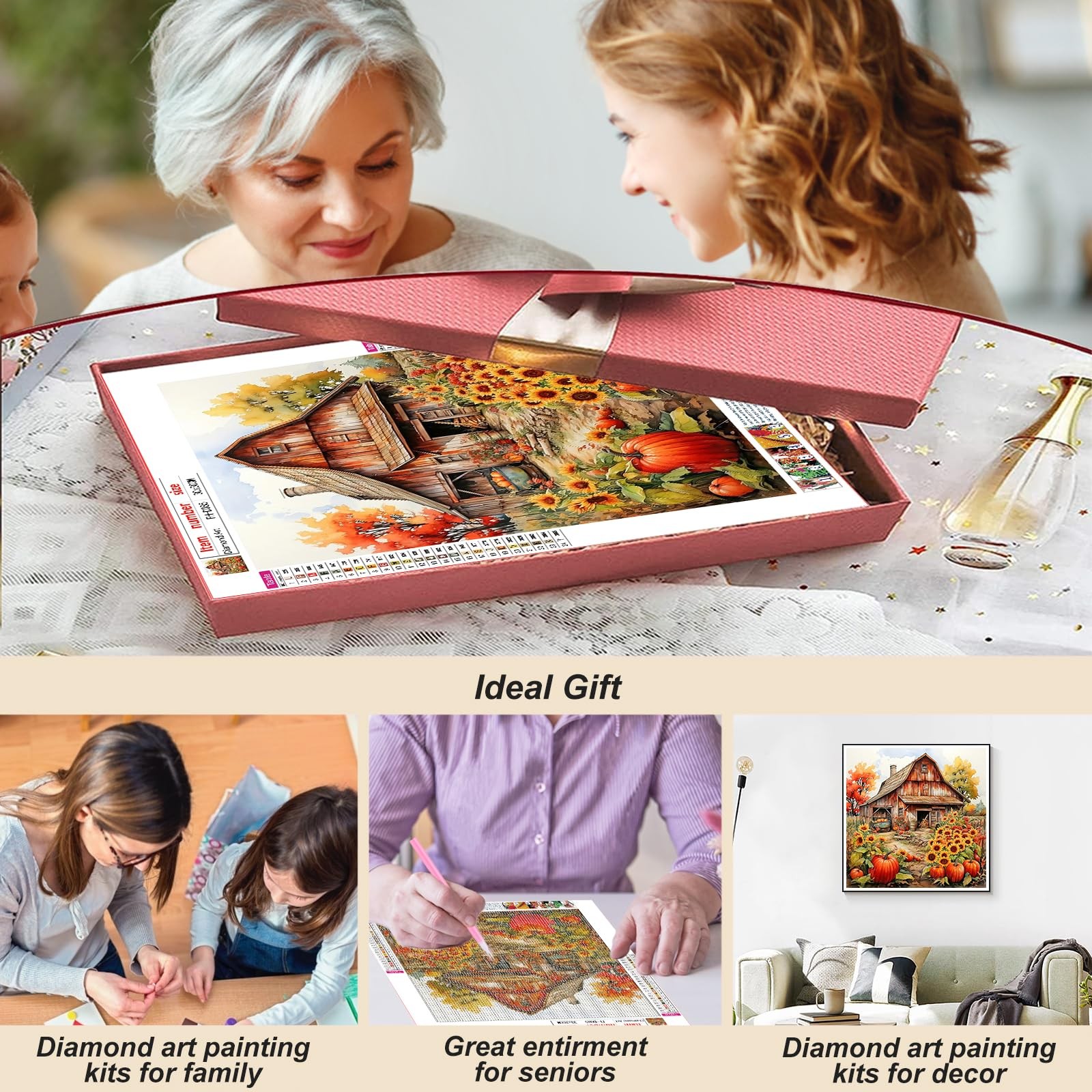 Diamond Painting Kits for Adults, Autumn Farm Diamond Art Kits for Beginners,