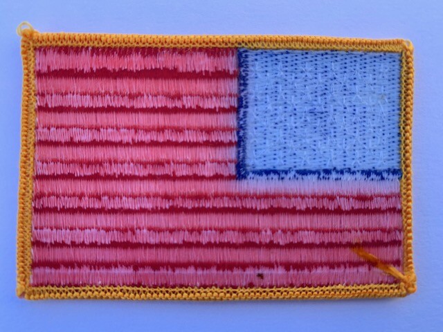 SEW-ON ONLY – USA AMERICAN FLAG EMBROIDERED PATCH GOLD BORDER (3 x 2”) – HI QLTY