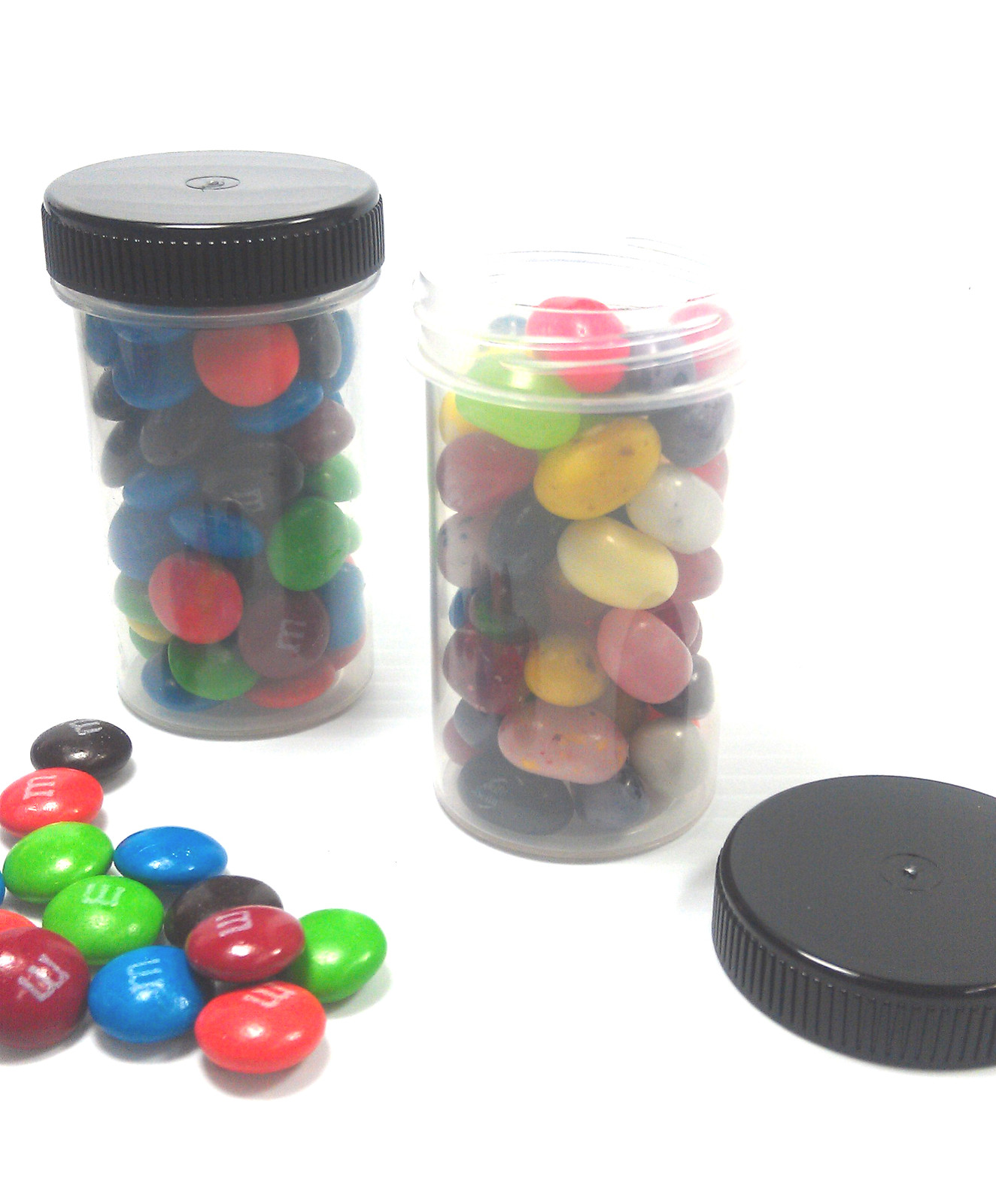 10 JARS Plastic Pill Bottle 2 ounce 60ml 4314 Container Black Cap Lid DecoJars