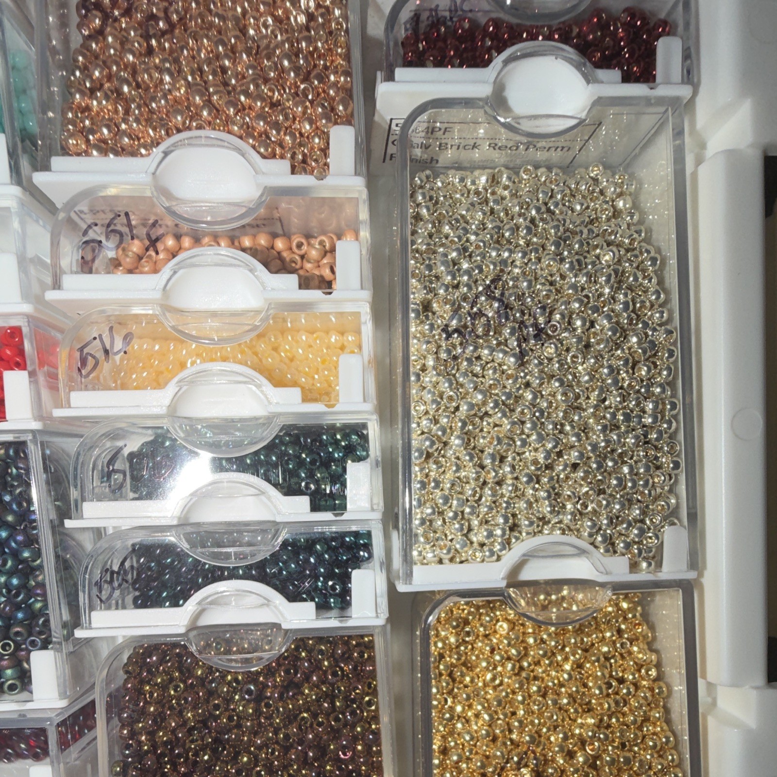 Multicolor Round Seed Beads Assortment 8/0 Storage Case with 55 Indiv. cases.