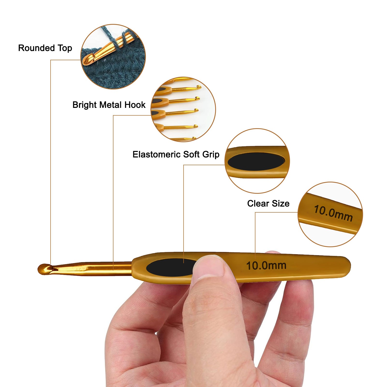 13PCS Ergonomic Crochet Hooks Set Soft Grip Handle Alloy Knitting & Weaving Tool