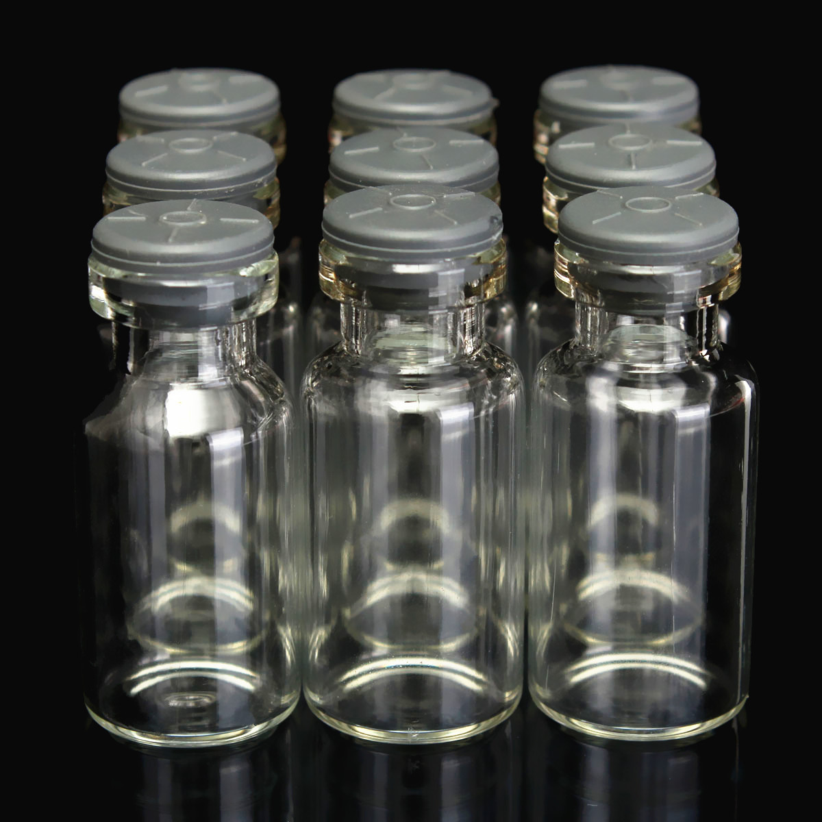 10Pcs 2ml Small Empty Sample Vials Clear Glass Bottles With Butyl Rubber Stopper