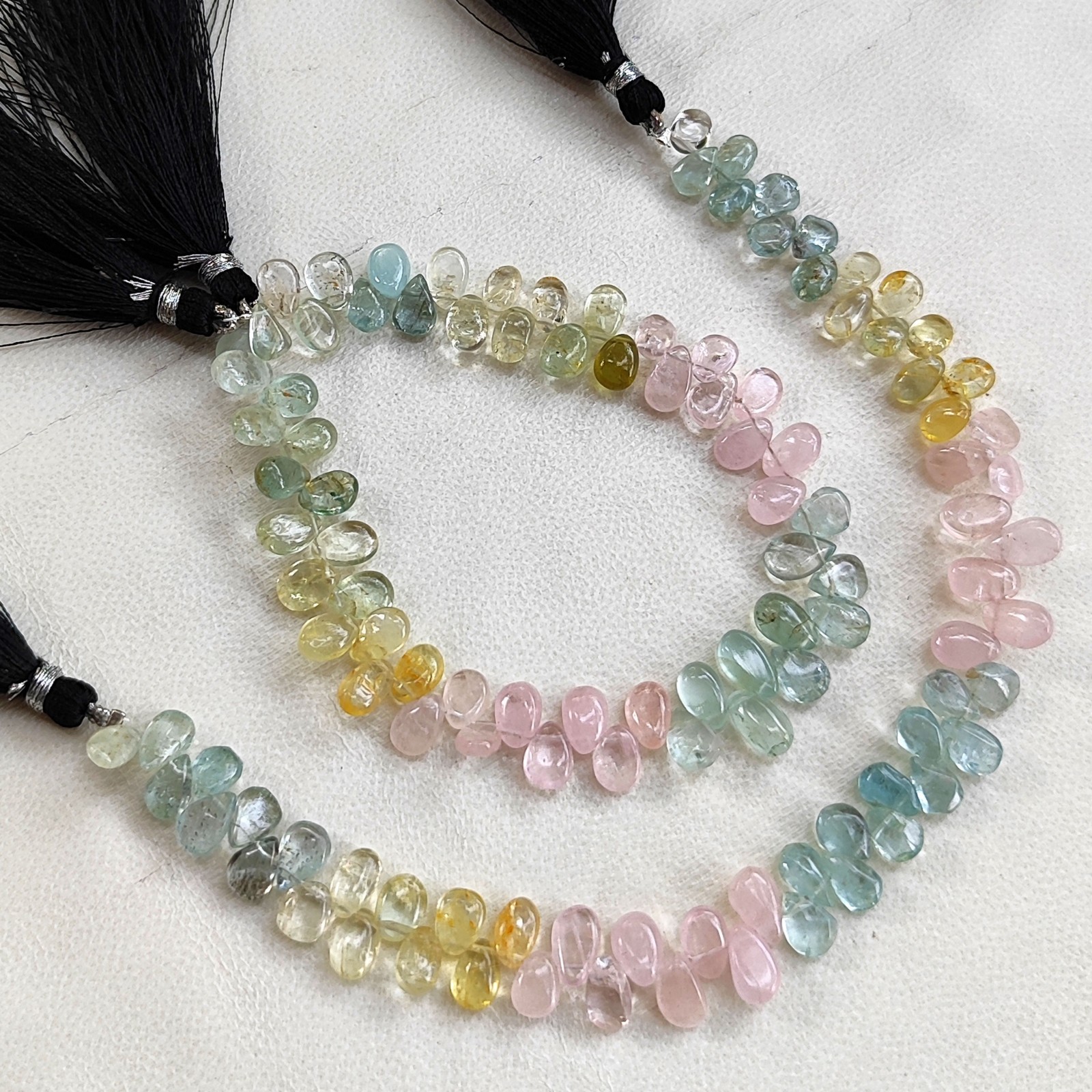 Natural Multi Beryl Gems 7×5 to 8×5 mm Size Smooth Pear Shape Beads 7.5″ Strand
