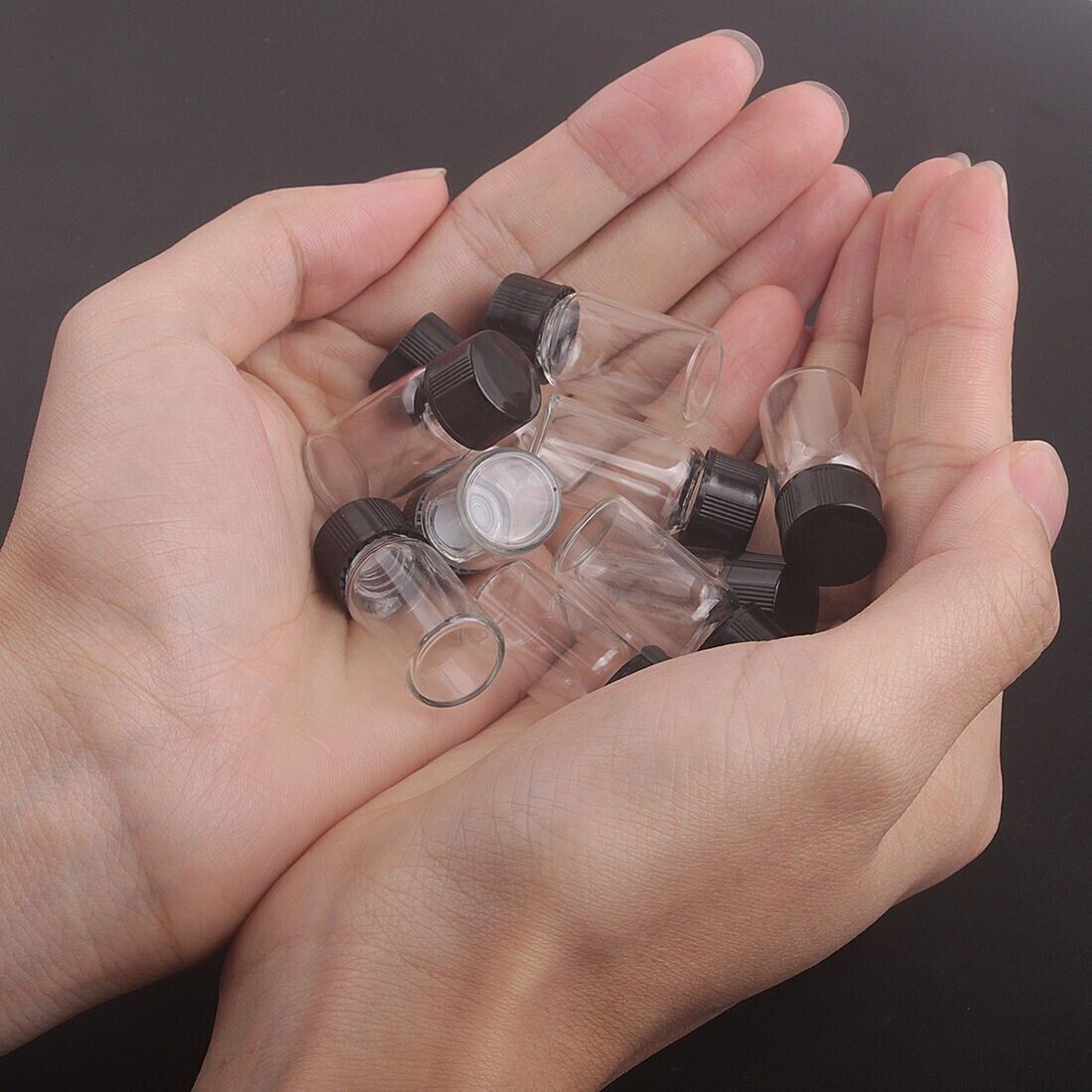 50pcs 3ml Mini Small Clear Glass Bottles Tiny Vials Empty Jars with Screw Caps