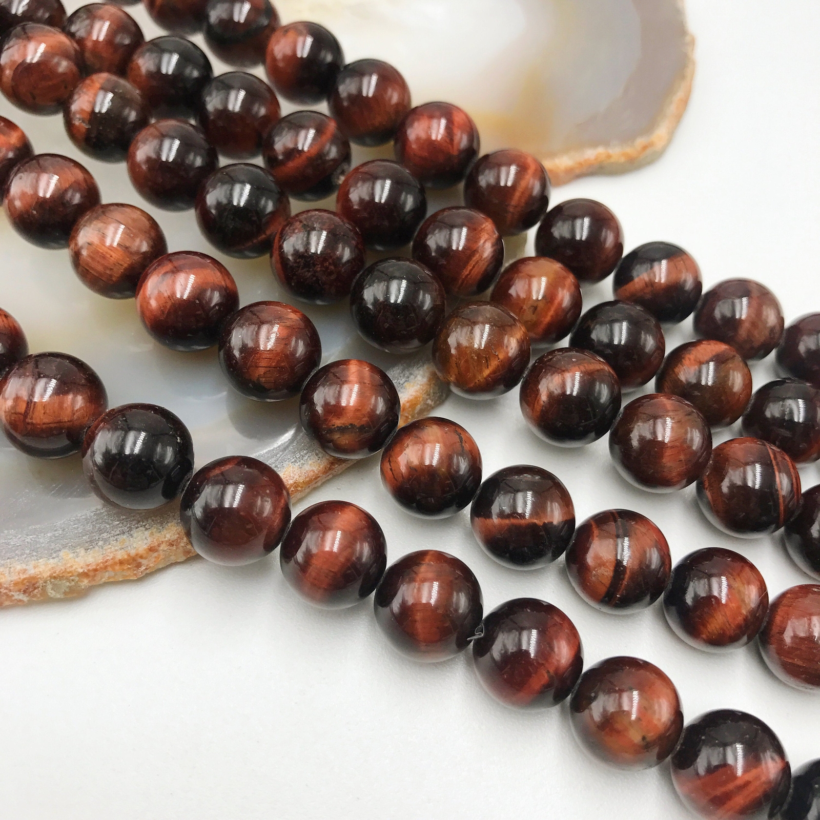 Red Tiger Eye Smooth Round Beads 4mm 6mm 8mm 10mm 12mm 15.5″ Strand