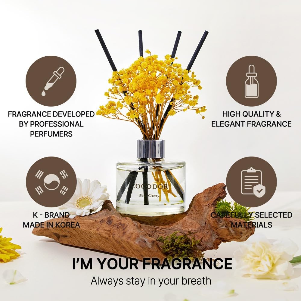 COCODOR Flower Reed Diffuser Set / Real Flower/6.7Ounce/1Pack, Clean Linen