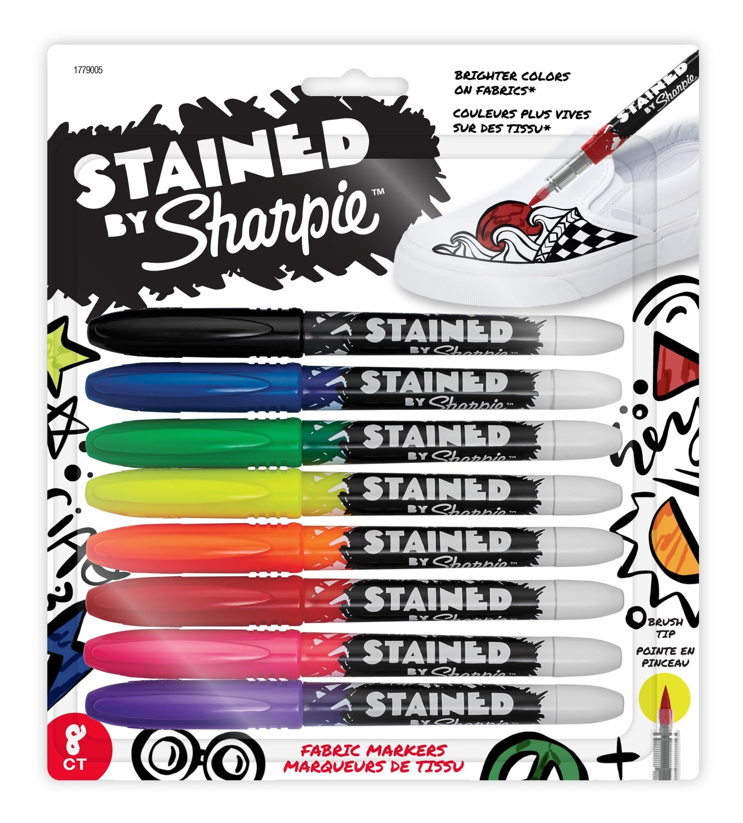 Sharpie Stained Fabric Markers, 8 Count (Pack of 1), Assorted Colors(Fabric)