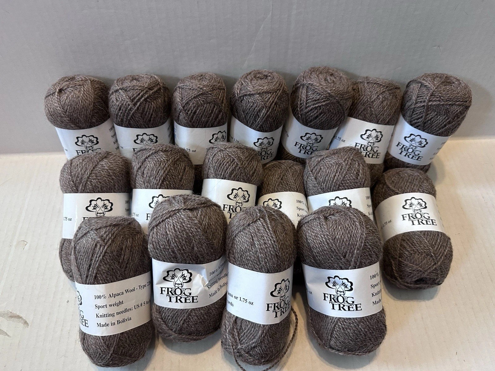 Frog Tree Yarn 100% Alpaca Wool Tan #007 Lot of 22 Skeins 130 Yards New