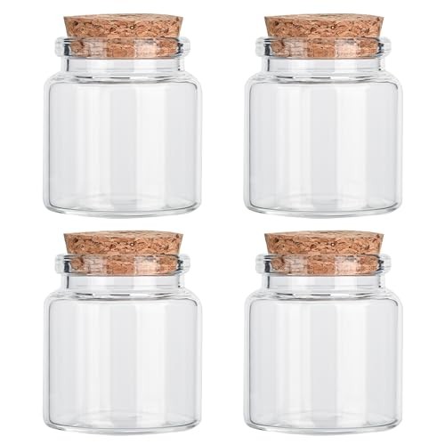 4PCS 50ml Small Empty Glass Bottle with Cork Stopper Storage,Small Glass