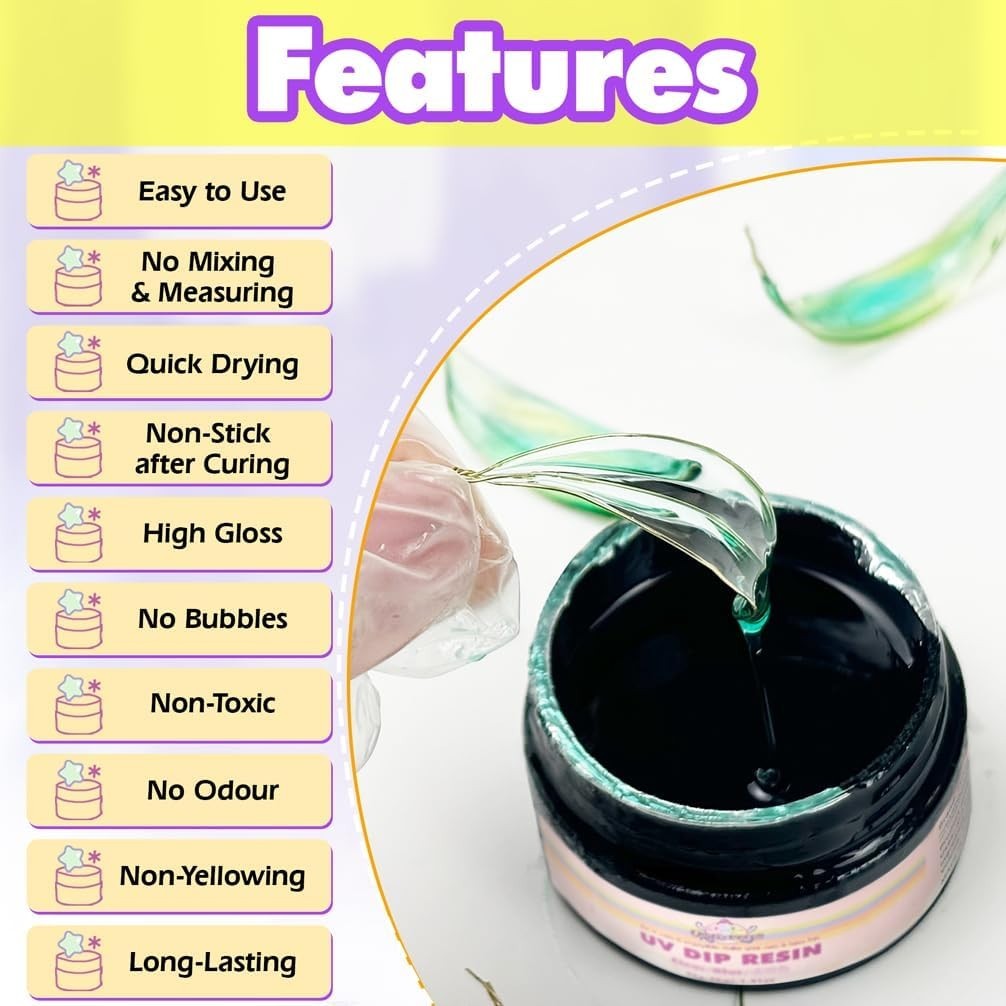 UV Dip Resin for Wire Shapes, Wire Art Low Odor Handmade Set, Transparent UV …