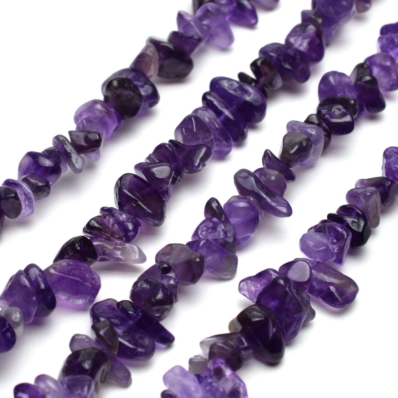 Natural Dark Amethyst Chip Beads 32” Strand 5~8mm Jewelry Making Bulk Loose