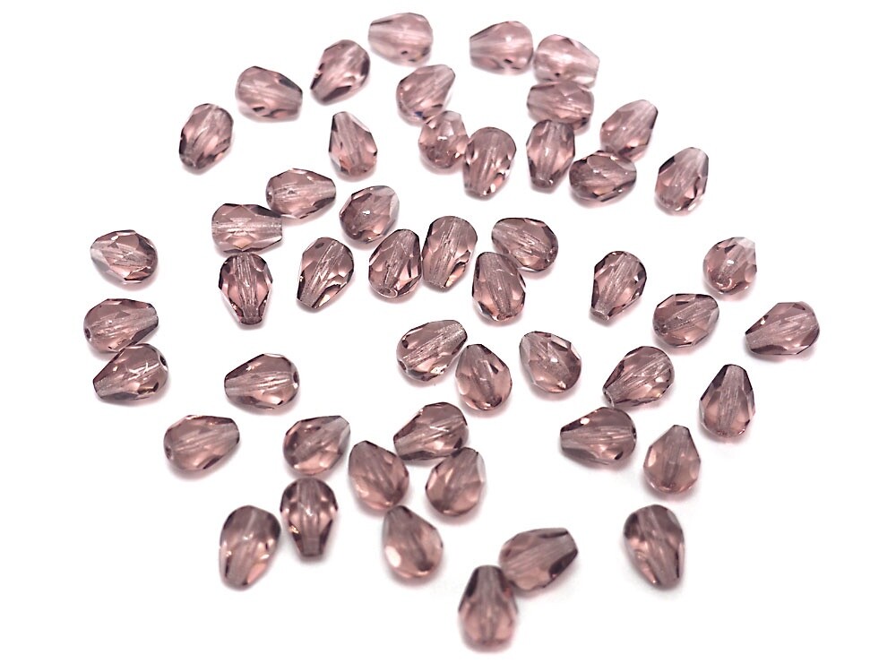 Czech Glass Pear Shaped Fire Polished Beads 8x6mm Light Amethyst Tear Drops 50pc