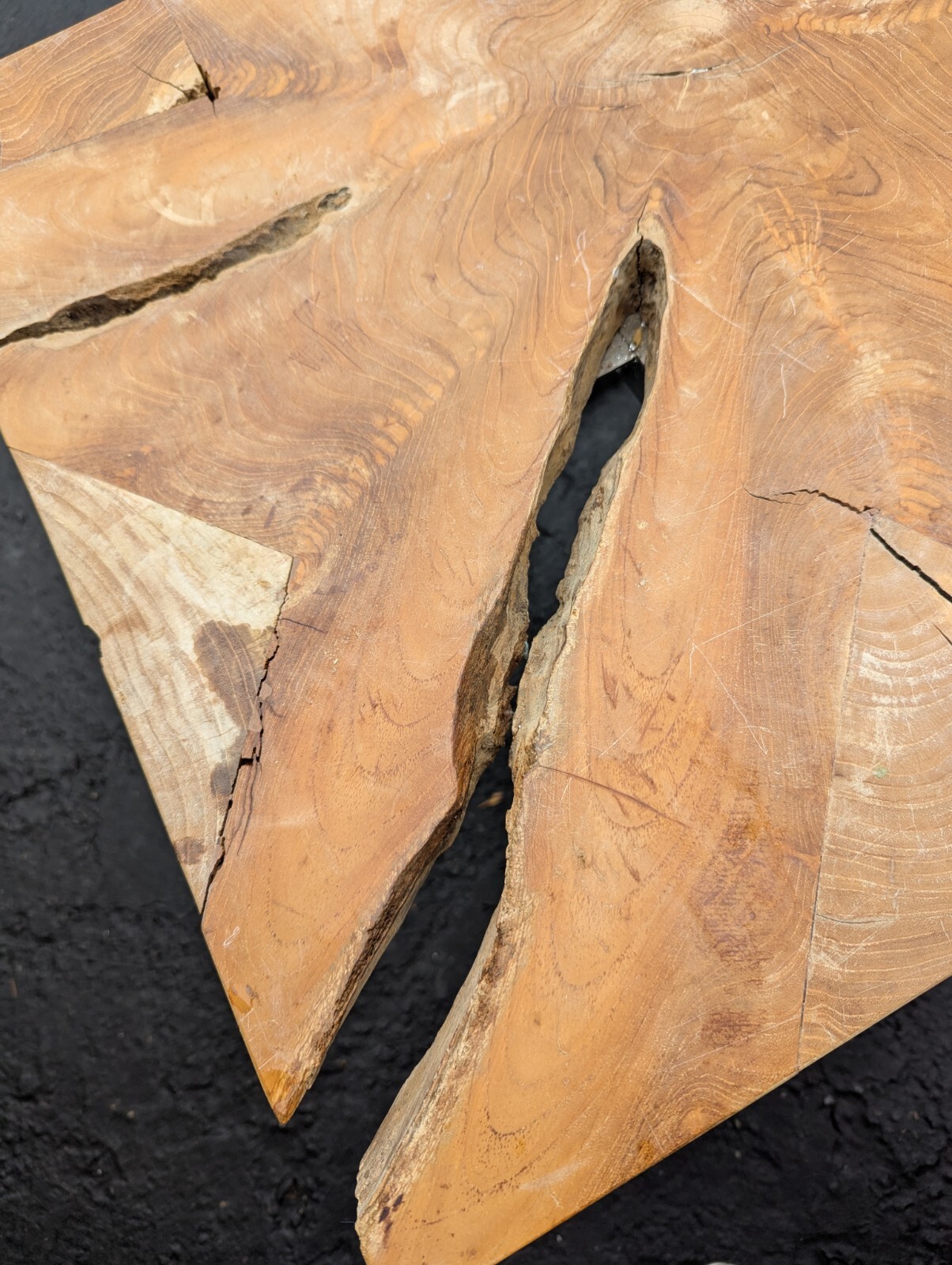 Natural Teak Wood Slab Table Top Live Edge Modern Coffee Side Table End Art Deco
