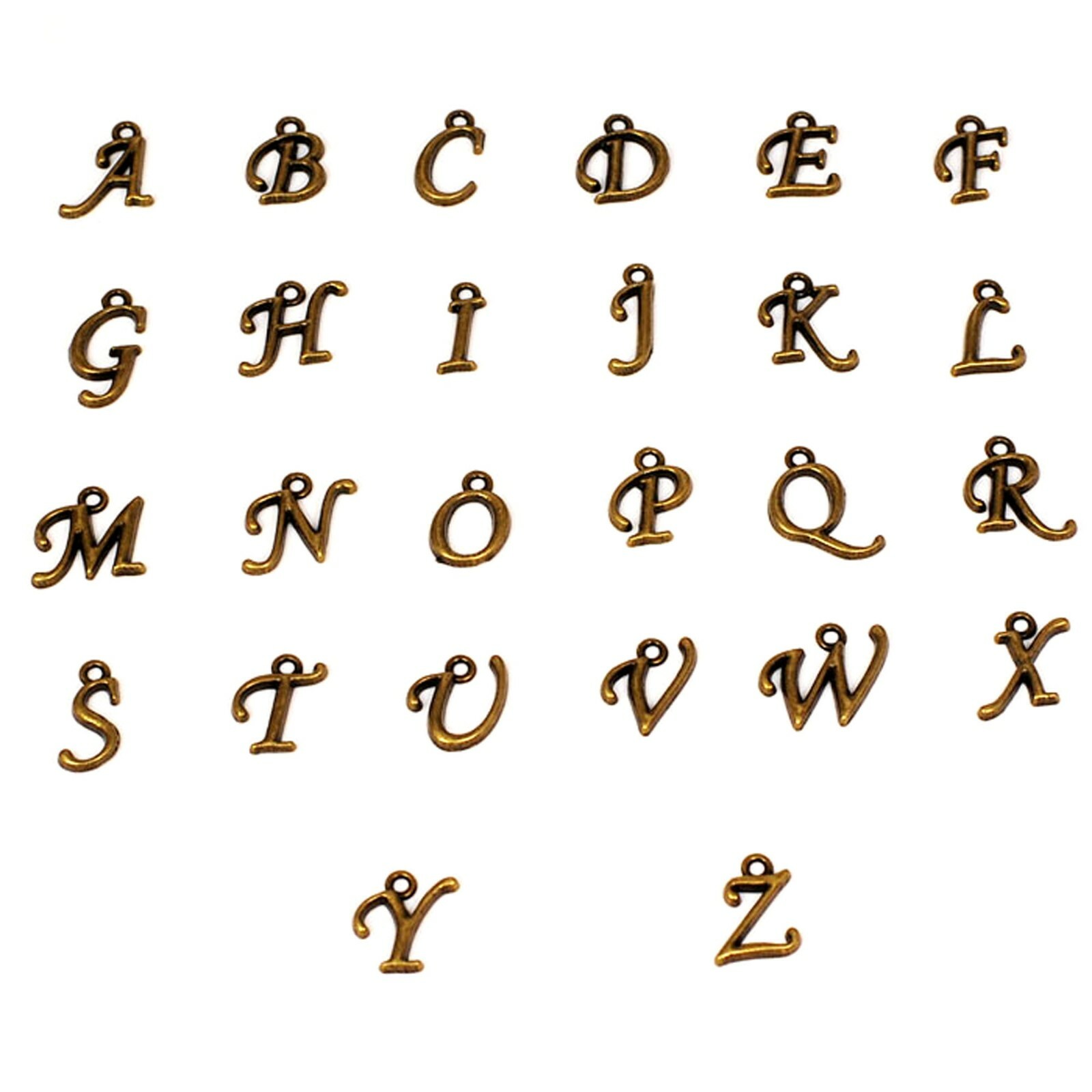 Letter Charms A-Z Necklace, Keychain 2pcs 15mm Gold Copper Brass Silver Findings