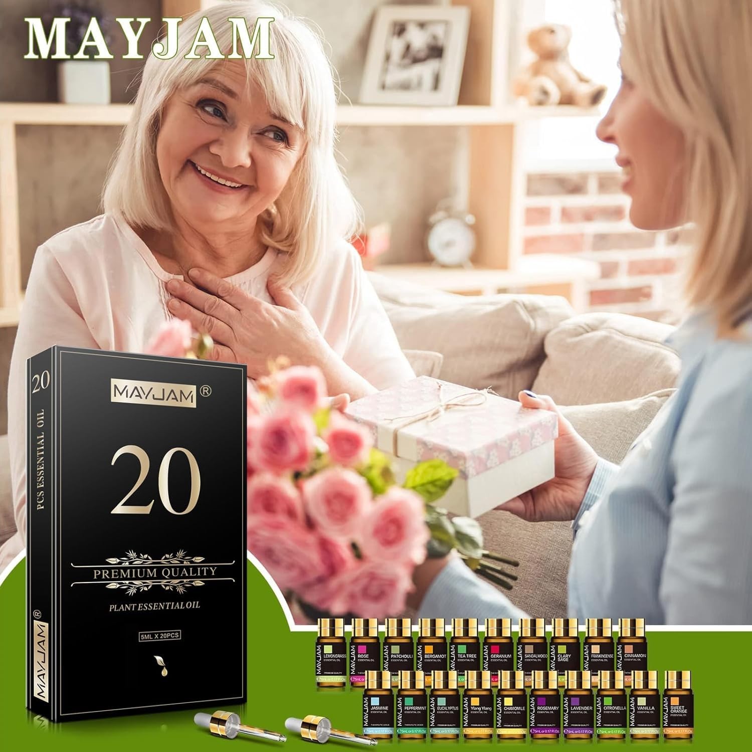 MAYJAM Tea Tree 20 Pcs Pure Essential Oil Gift Set, 3.38 Fl Oz (Pack of 1)