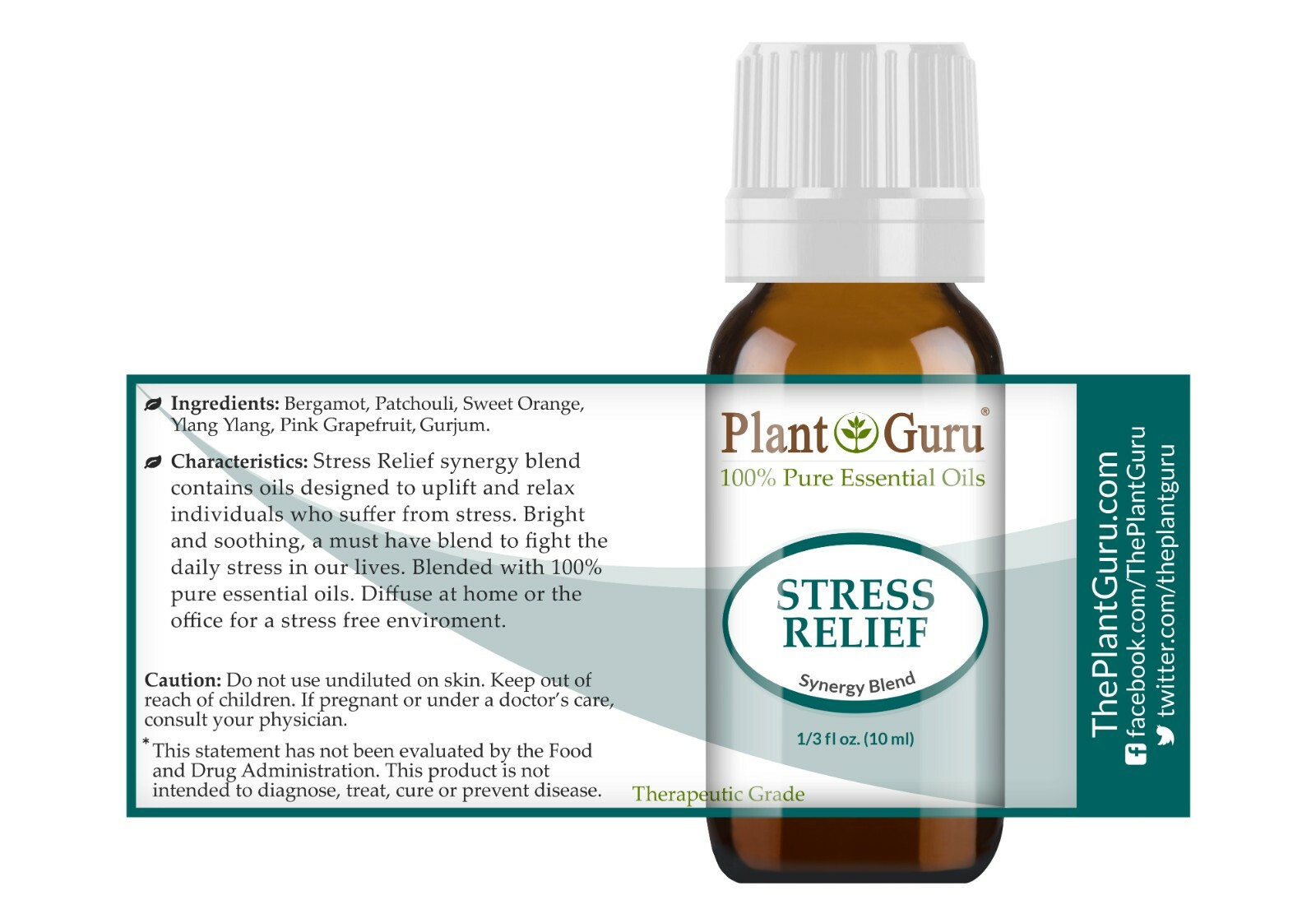 Stress Relief Essential Oil Blend 10 ml 100% Pure For Anxiety, Depression Away