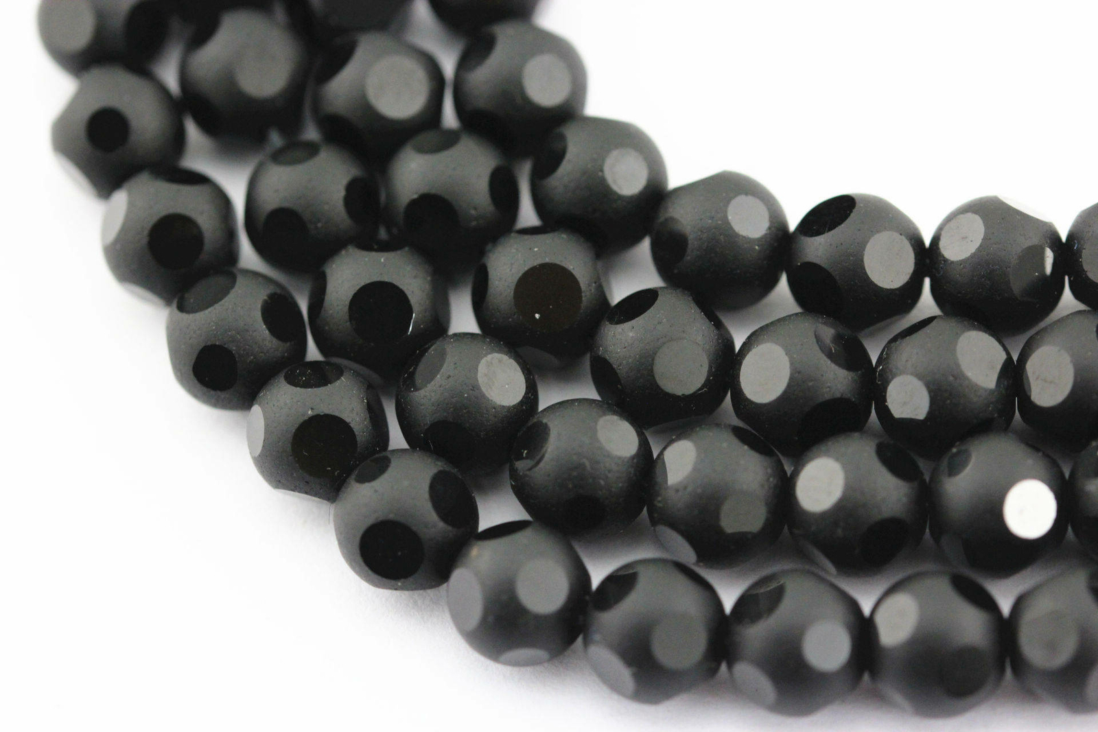 Black Crystal Glass Faceted Round Beads 4mm 6mm 8mm 10mm 15.5″ Strand