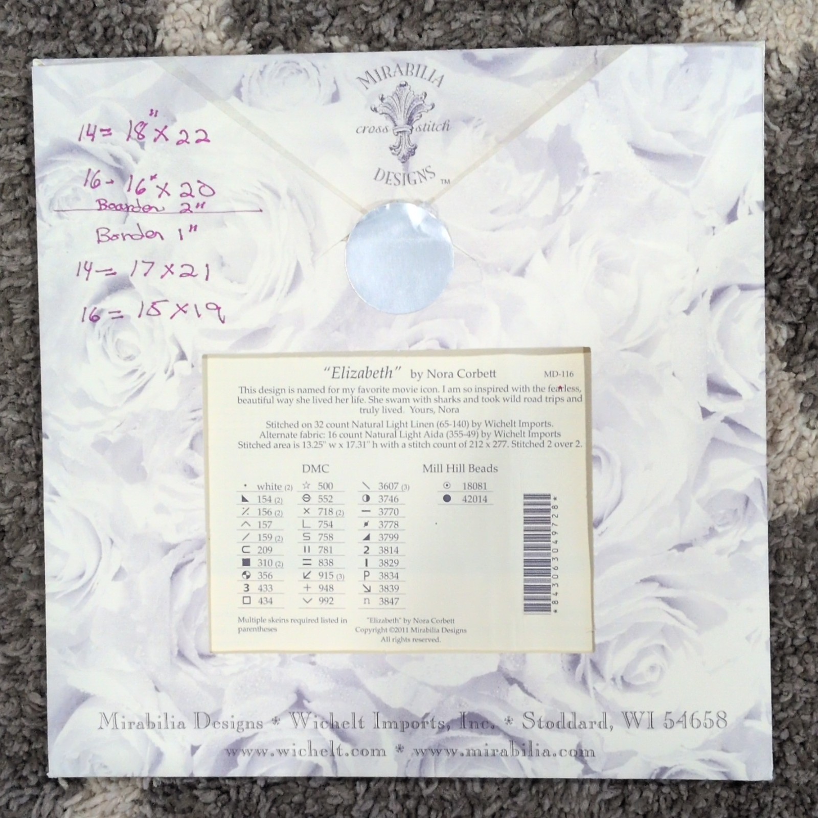 Mirabilia Elizabeth MD-116 Cross Stitch Single Pattern Chart. USED.