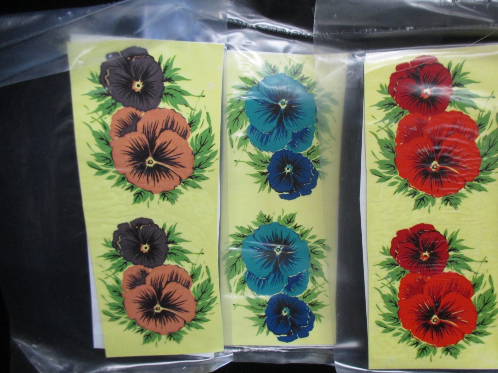 16 Ceramic Waterslide Decals, Pansies, Assorted colors