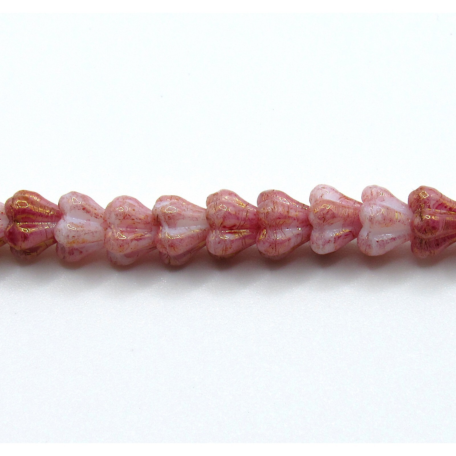 Luster Opaque Topaz Pink Baby Bell Flowers – 50 4×6 mm Czech Glass Pressed Beads