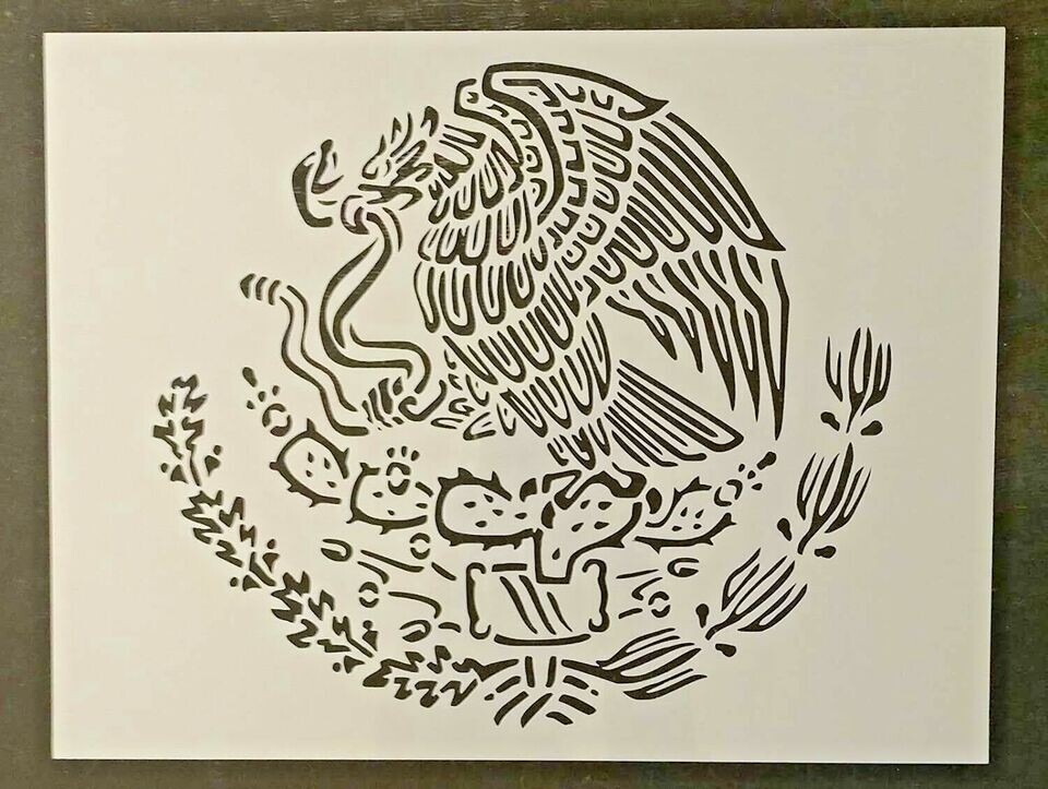 Stencil Mexico Mexican Flag Emblem Eagle 8.5″ x 11″ Reusable Flexible Plastic