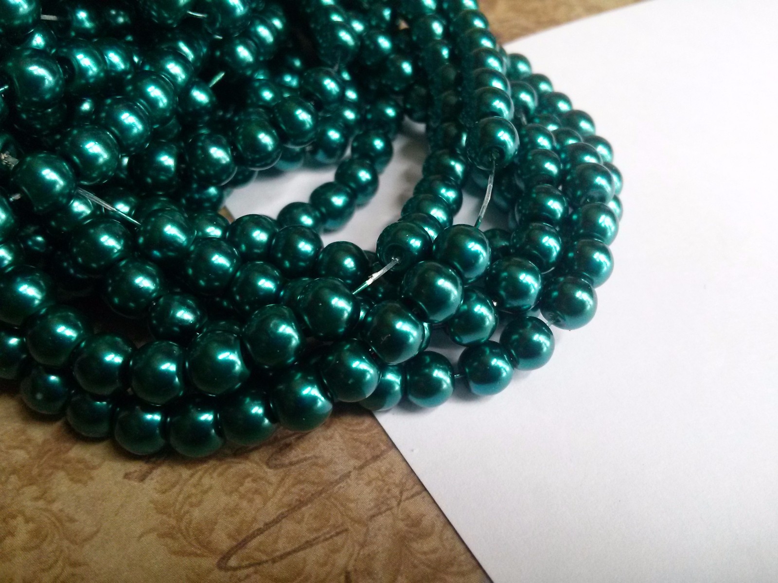 Glass Beads Teal Emerald Pearls 6mm Bulk Wholesale 32″ Strand 140pcs