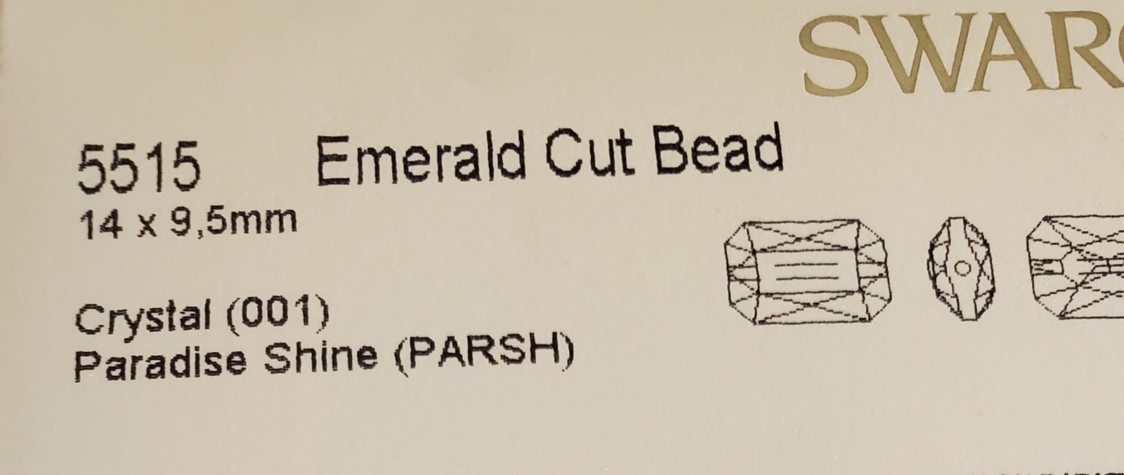 Swarovski 5515 Emerald Cut Bead 14×9.5mm, Paradise Shine (4pcs)