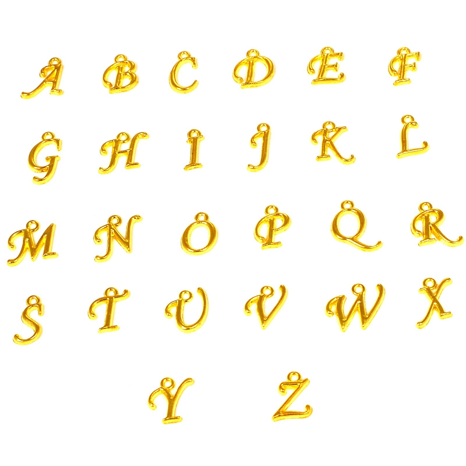 Letter Charms A-Z Necklace, Keychain 2pcs 15mm Gold Copper Brass Silver Findings
