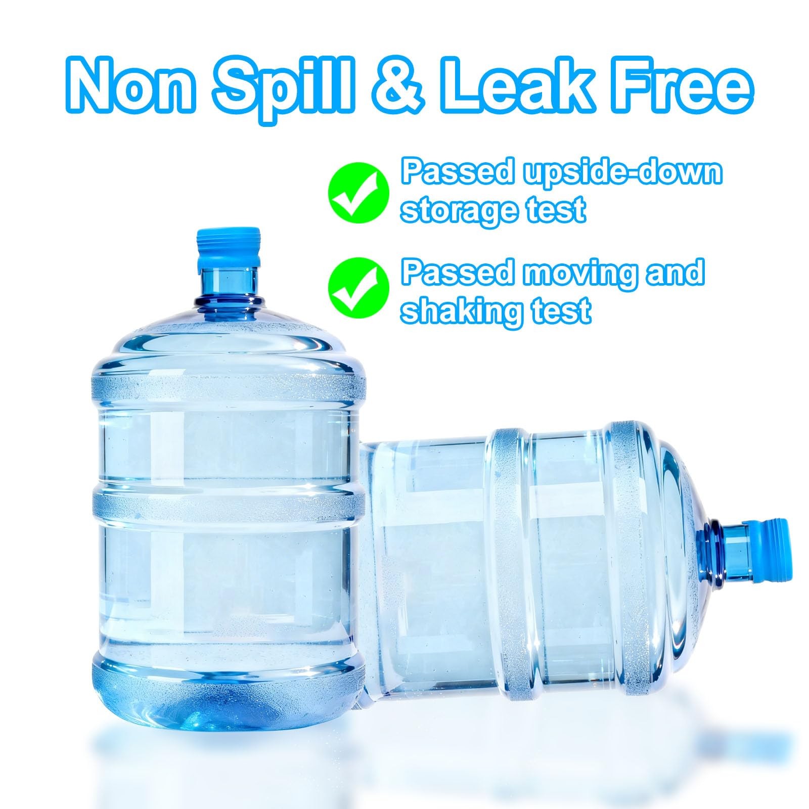 3 Pack 3 and 5 Gallon Water Jug Cap, Upgrade Silicone Reusable 55mm, Blue