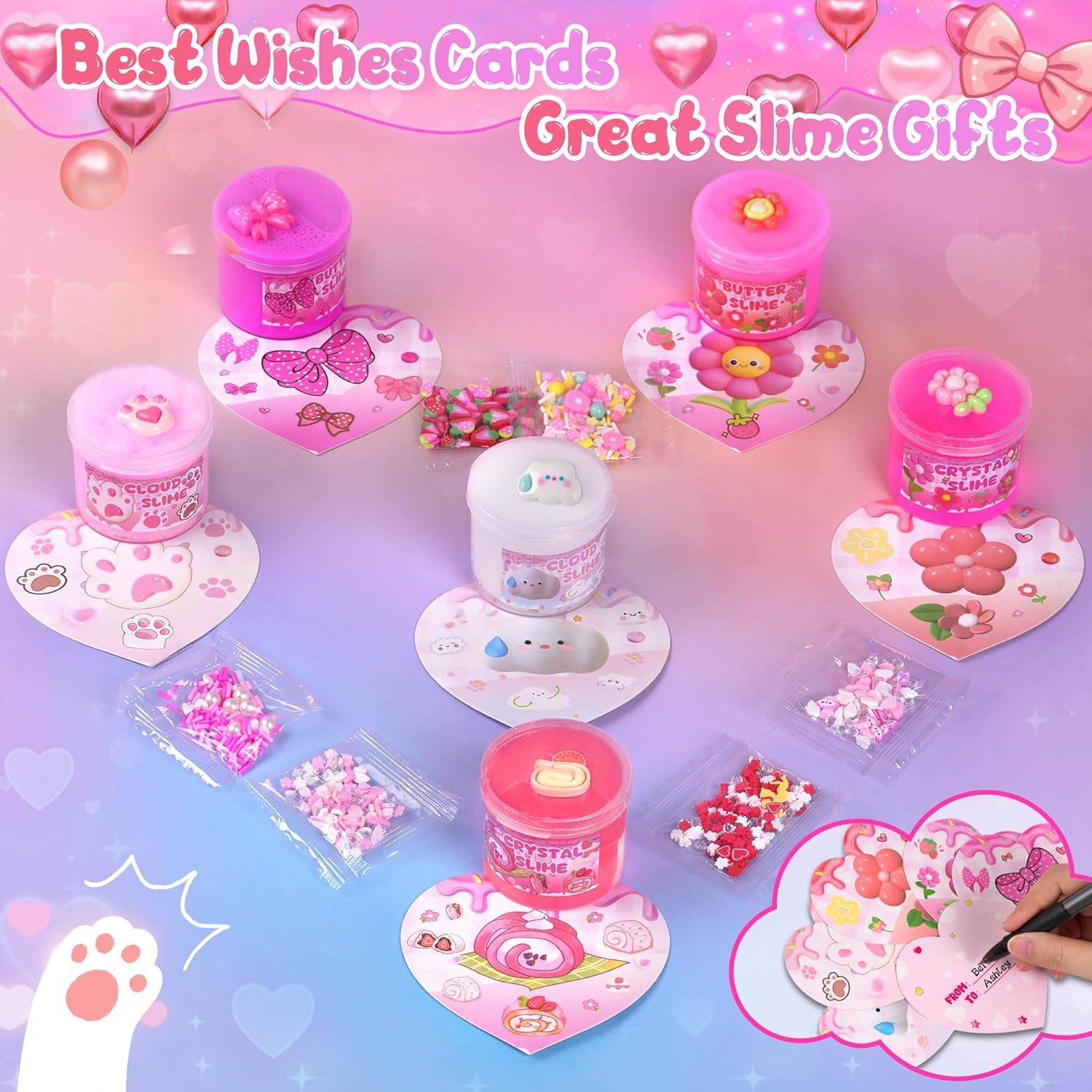6 Pack Slimes, Pink Slime Kids, Cloud Slime Kit for Girls Ages 8-12, Toys for Gi