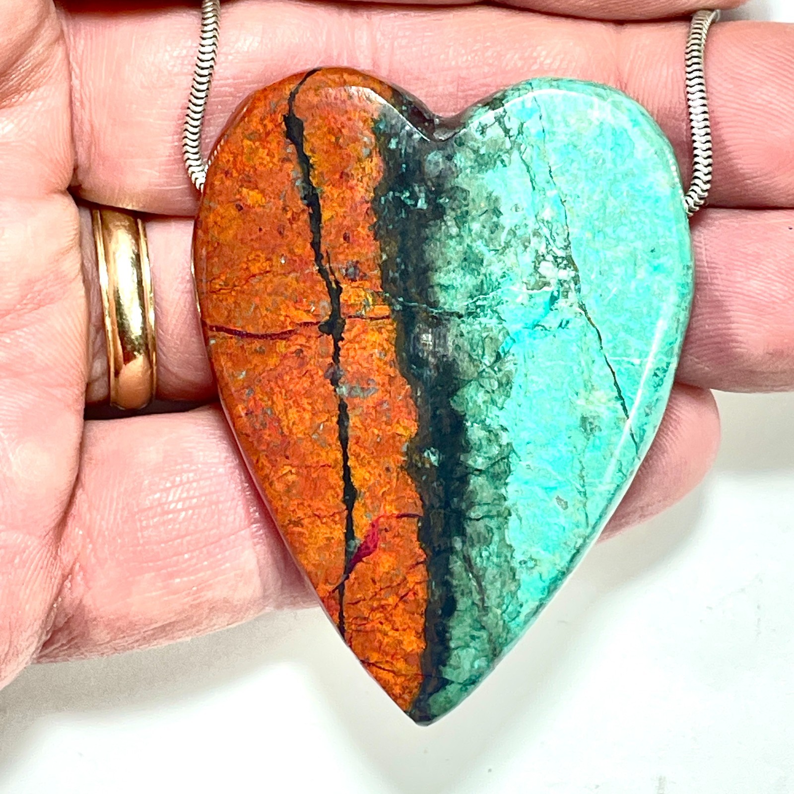 DVH/PC Sonora Sunrise Healed Broken Heart Bead Chrysocola Cuprite 58x44x11mm 48g