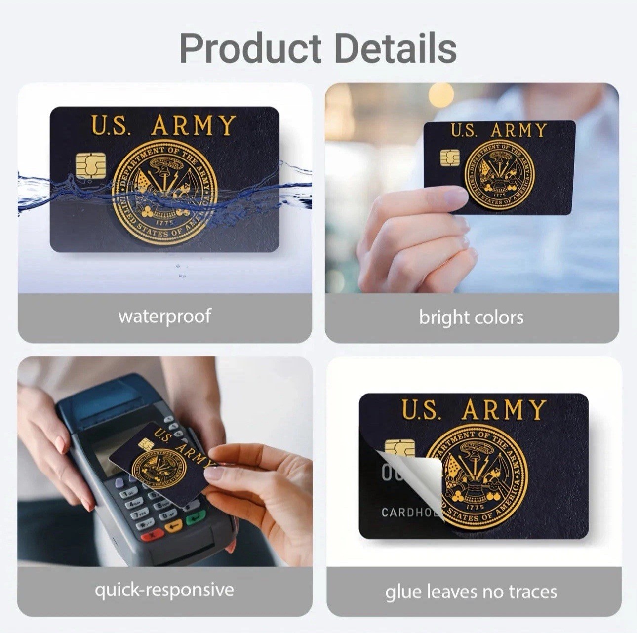 UNITED STATES US ARMY GOLD BLACK CREDIT DEBIT CARD SKIN STICKER 1PC