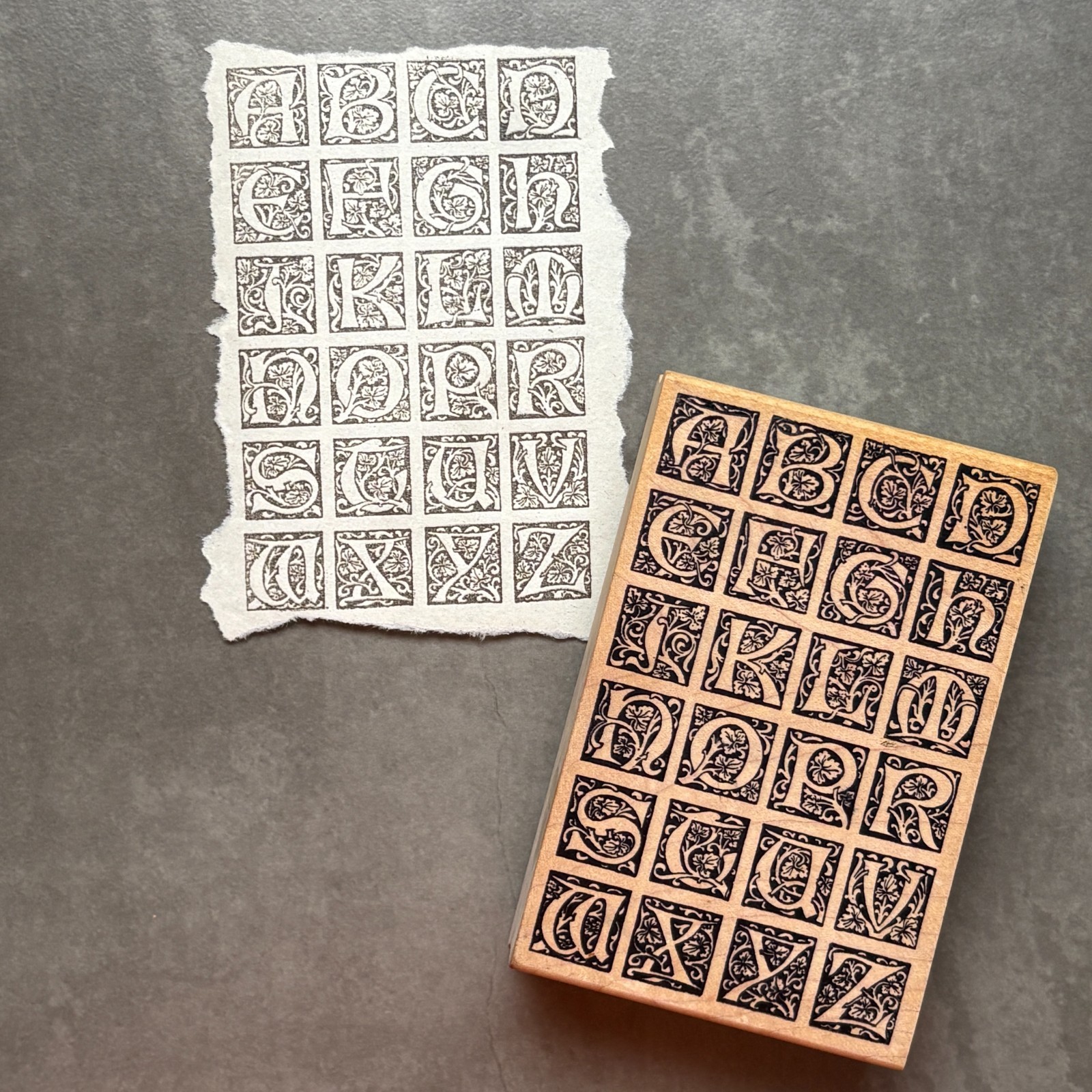 Magenta Celtic Ornate Letters Rubber Stamp A-Z Monogram Alphabet Tiles Initials