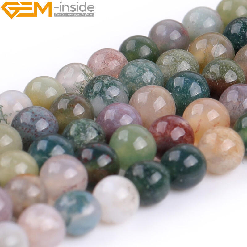 Natural Gemstone Indian Agate Round Loose Beads For Jewellery Making Strand 15″