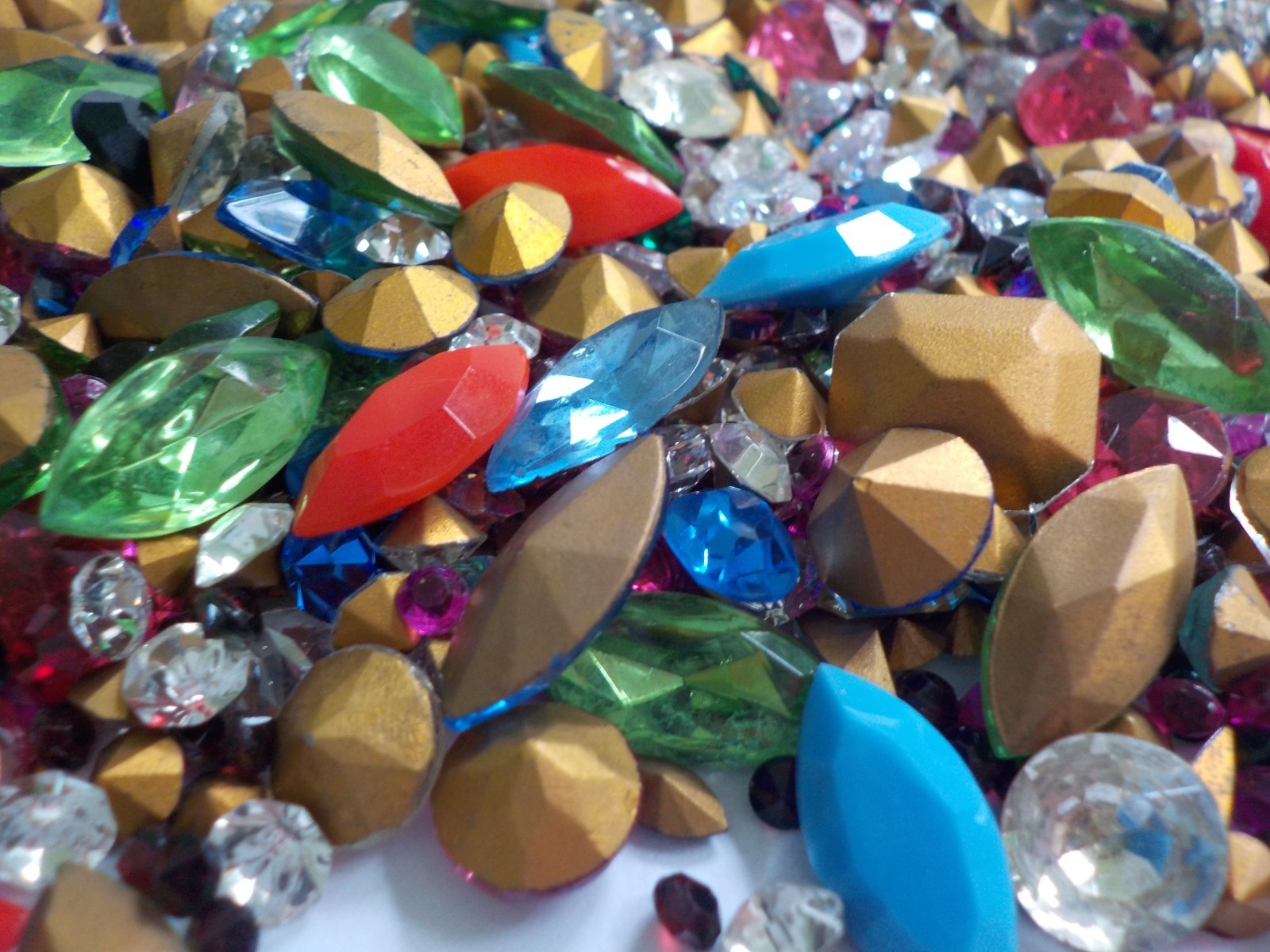 Foil Back Rhinestone & CZ Jewelry Making Supply 7 Oz Mixed Variety Shapes Colors