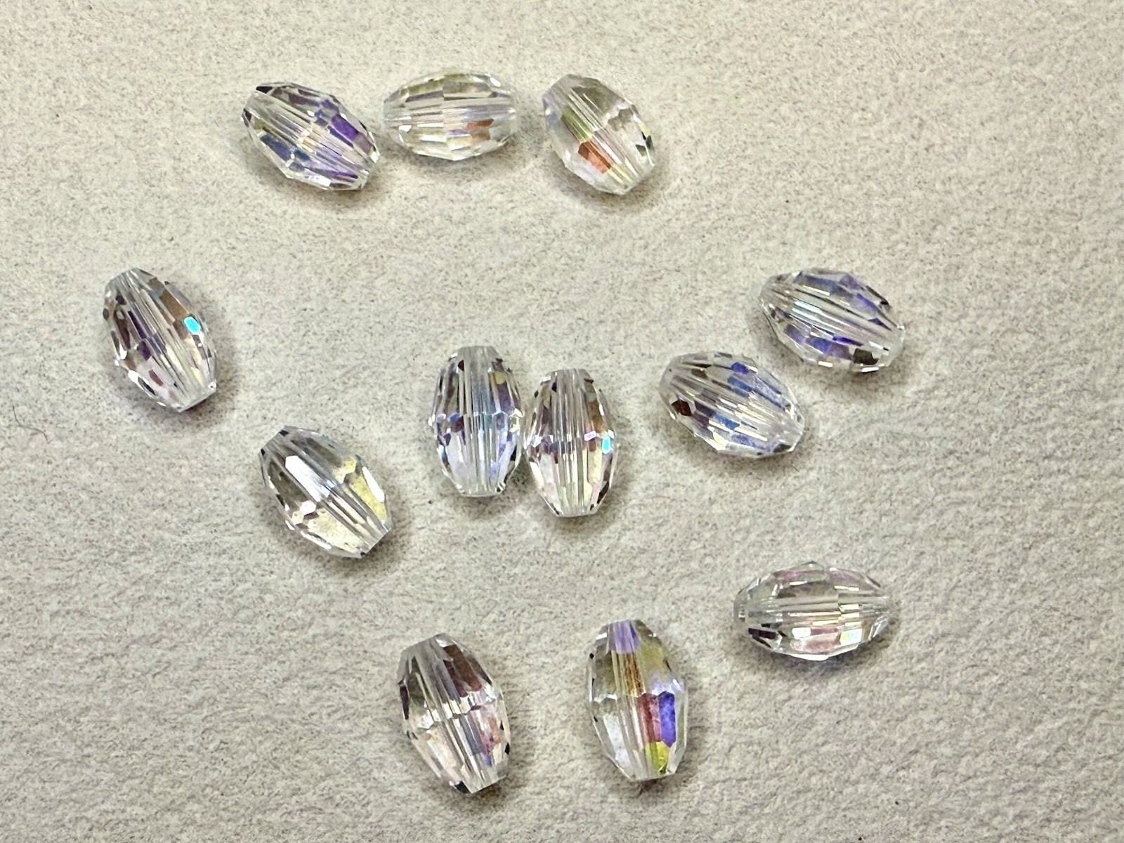 12 Swarovski 5200 Crystal AB Oval Beads 9x6mm Vintage Austrian Crystal