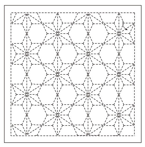 010 – Tobi – Asa-no-ha – Sashiko Quilt Pre-printed Sampler – # 10 WHITE