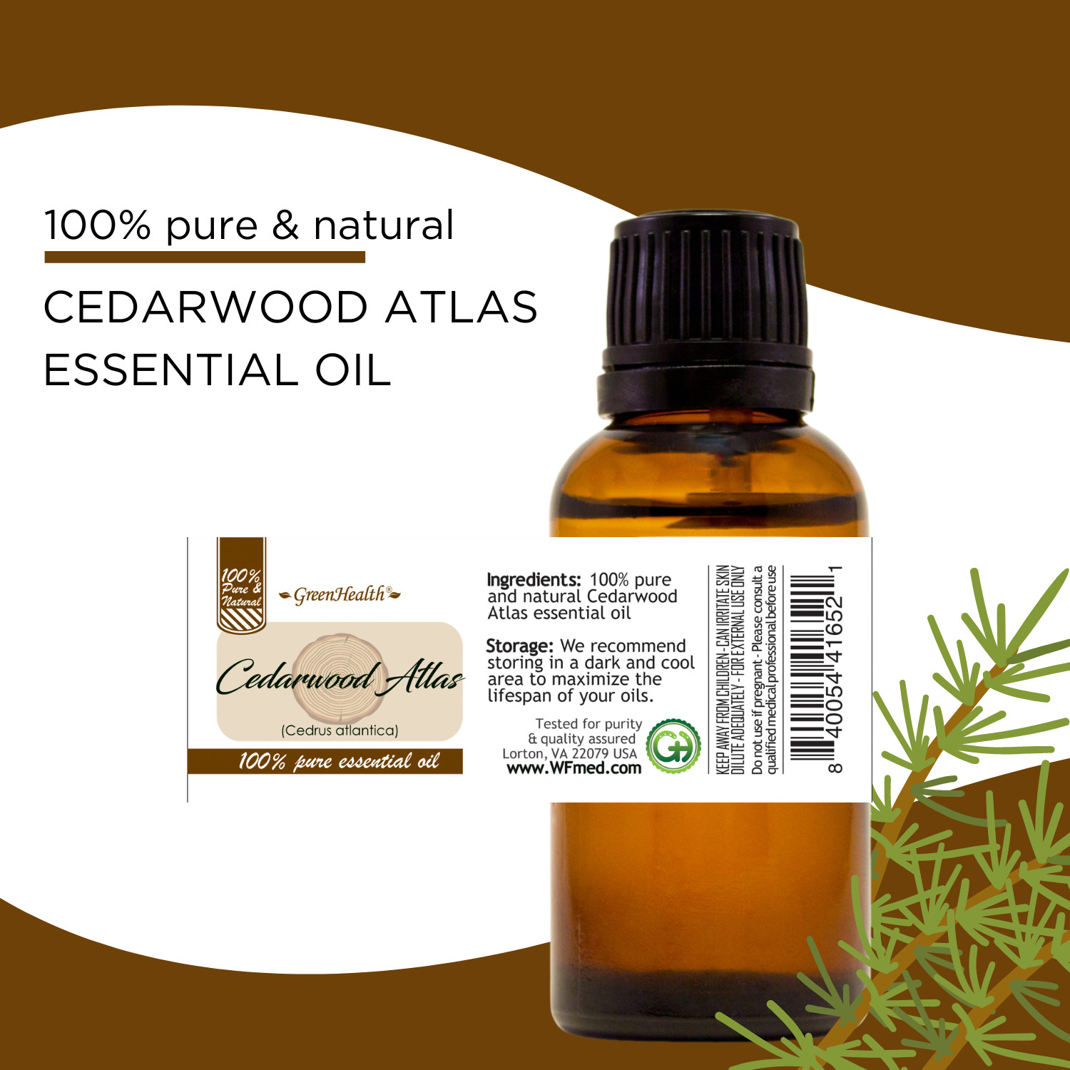 4 fl oz Cedarwood Atlas Essential Oil (100% Pure & Natural) – GreenHealth