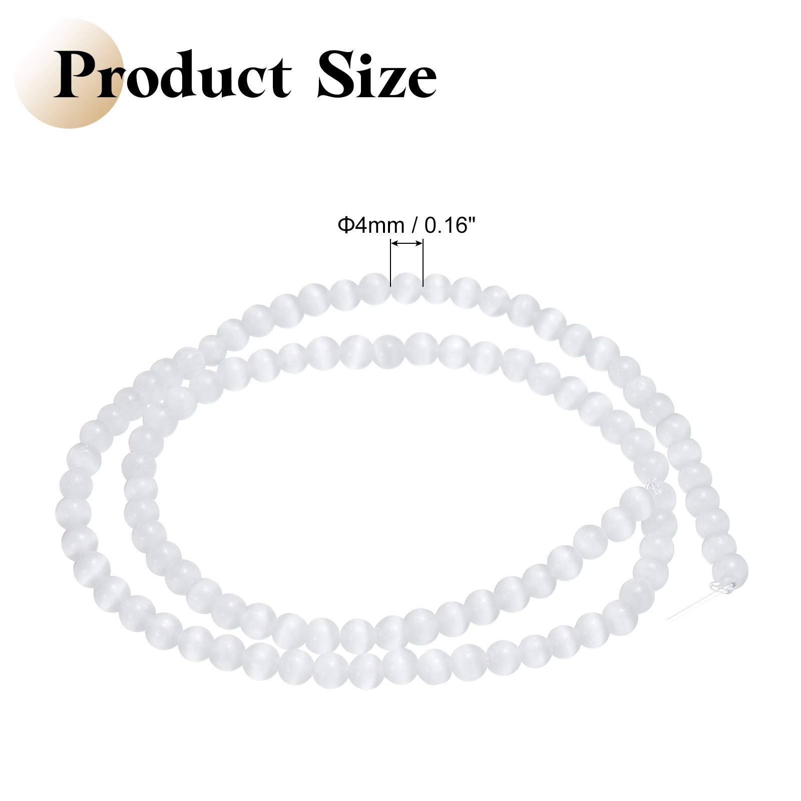 98pcs White Cat’s Eye Stone Beads 4mm Round Crystal Loose Bead
