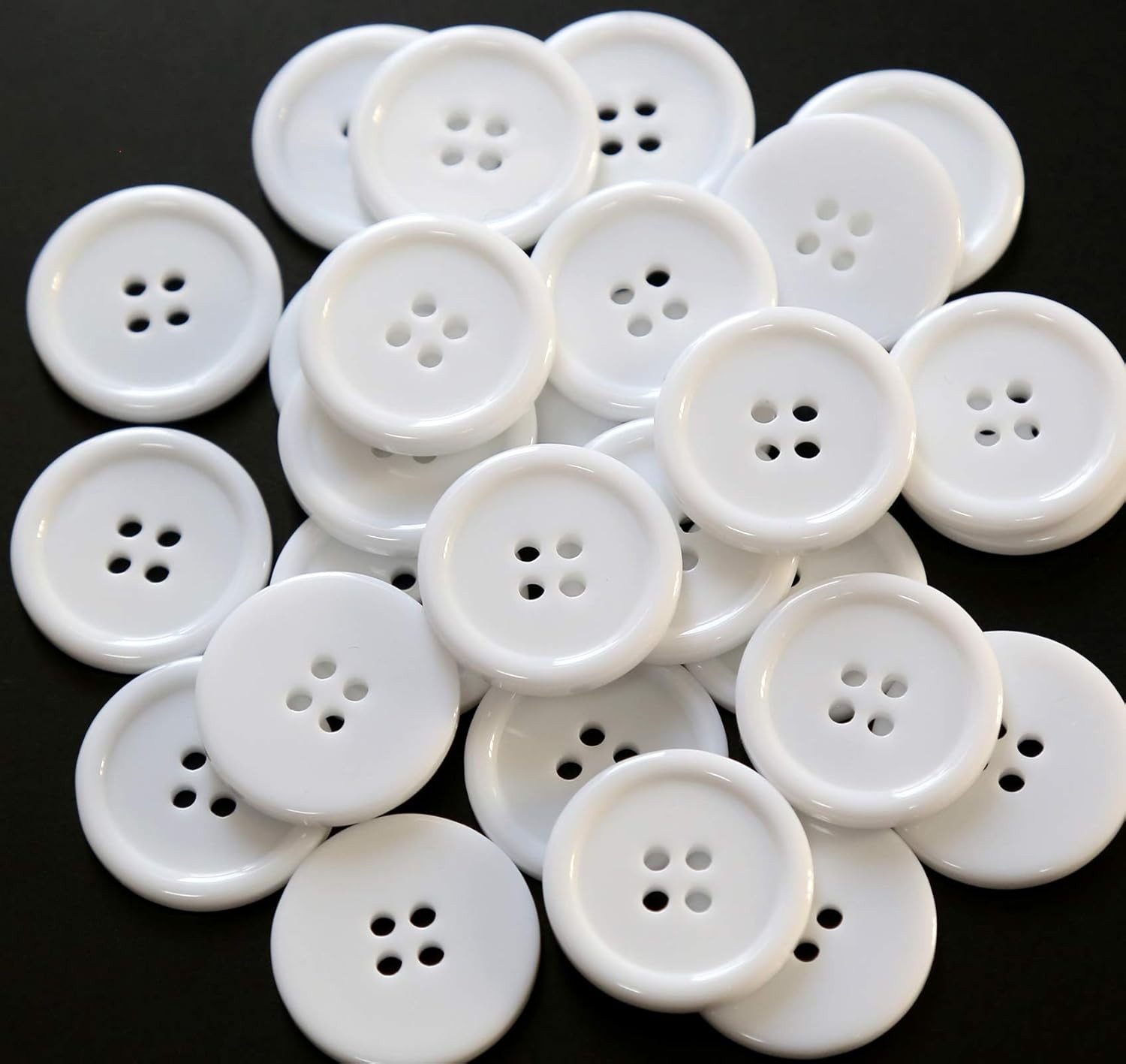 GANSSIA 1 Inch (25mm) White Buttons Flatback Resin 25 millimeters,