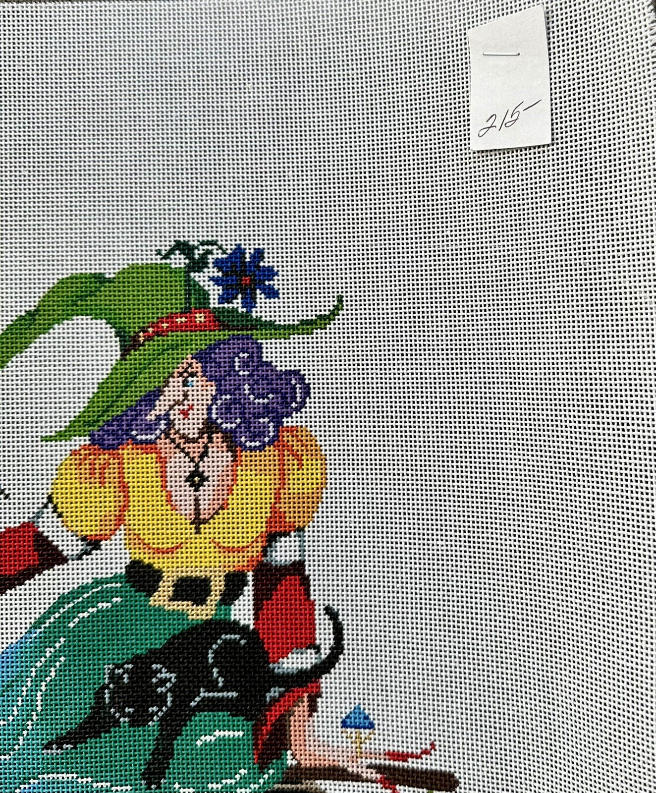 Patti Mann Halloween Needlepoint Canvas Witch In Graveyard 17”x18”