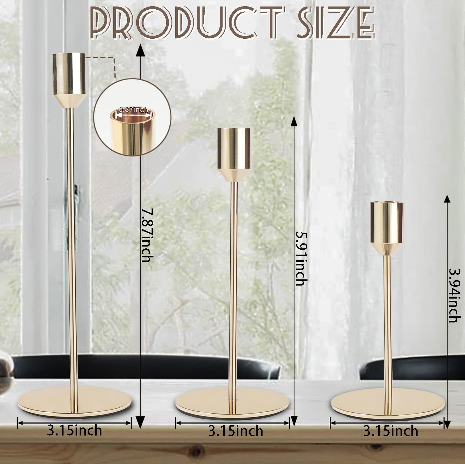Gold Candlestick Holders Set of 54, Brass Gold Taper Candle Holders Bulk for …