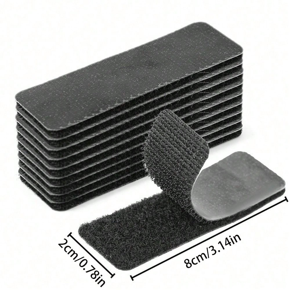 30Pcs Self Adhesive Hook Loop Strips Black Heavy Duty Sticky Back Tape Fastener