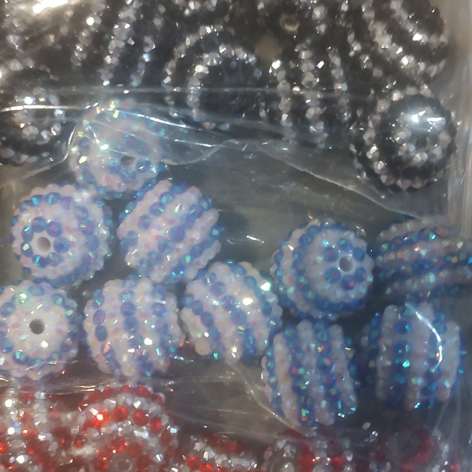 50 Multicolor Rhinestone Beads 20 mm for Jewelry Making.