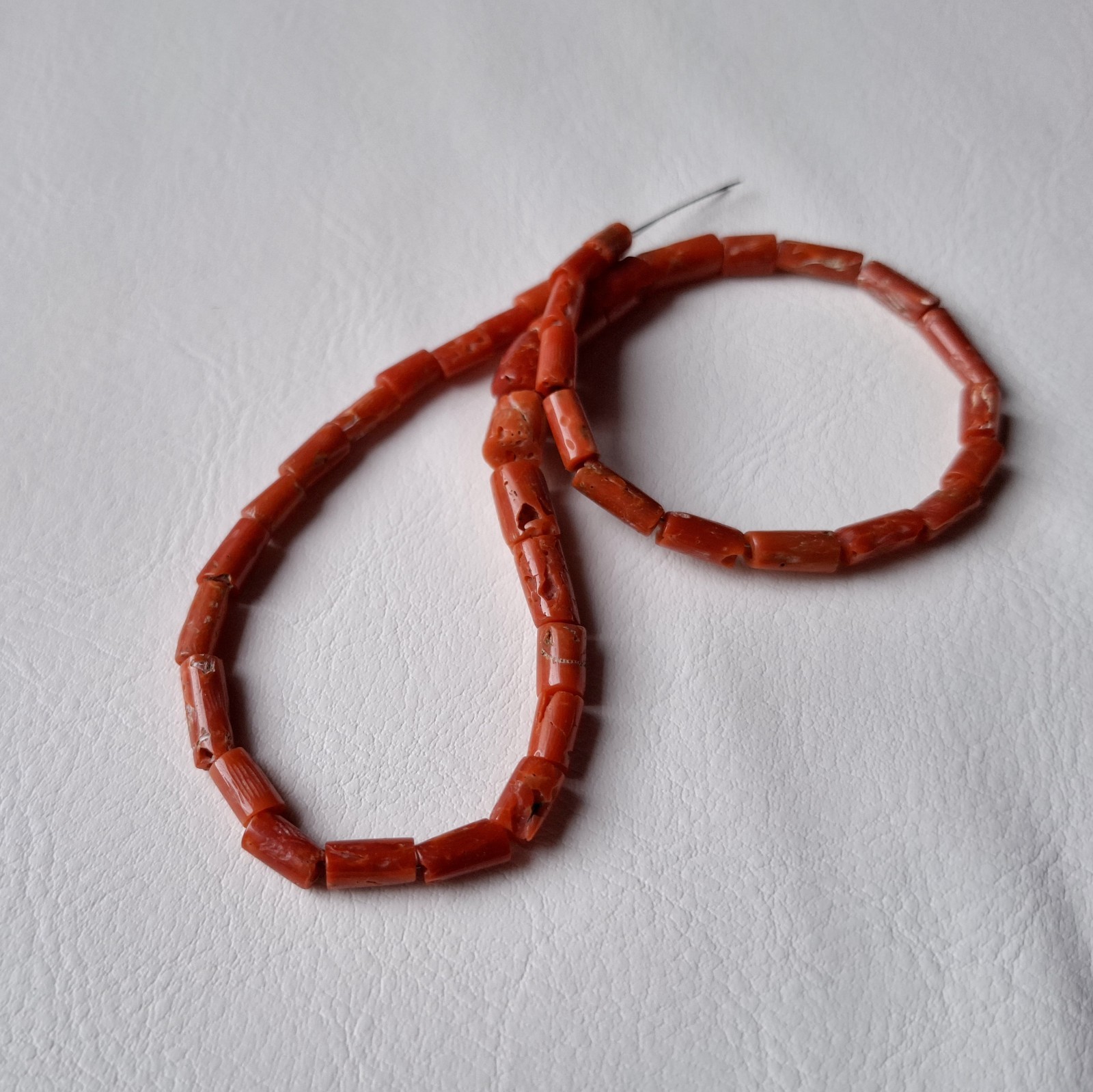 SALE 100% Natural Italian Red Coral Tube Beads: 12 Inch Strand for Jewelry Makin