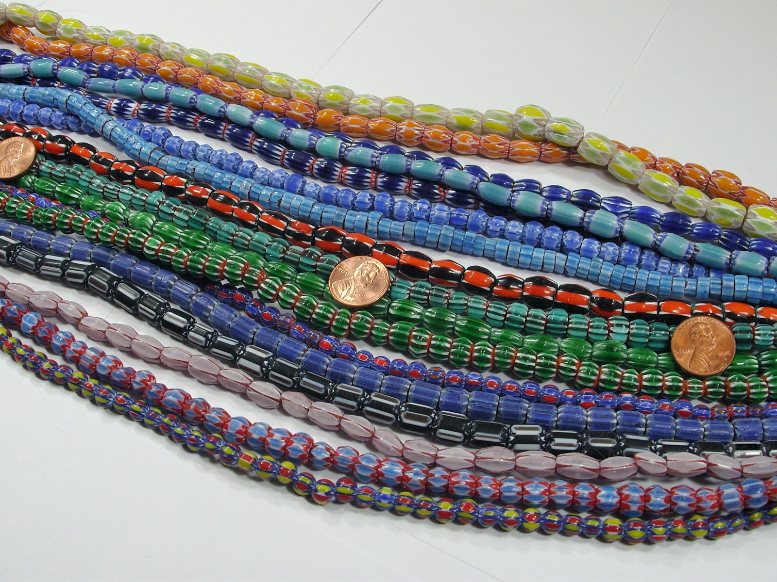 15 Strands 15″ Assorted India Handmade Chevron Glass Beads Bulk Lot (QZP-2)