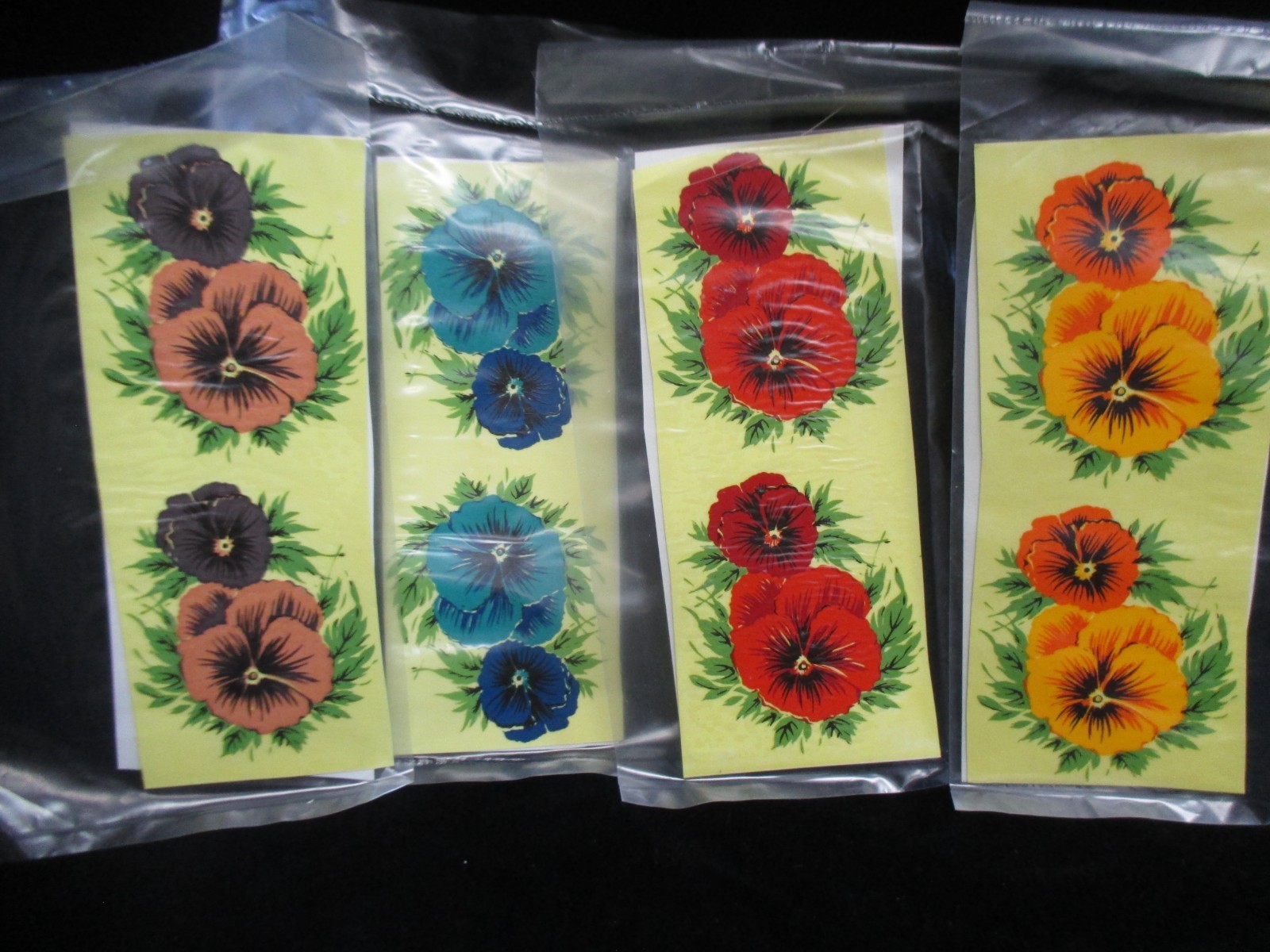 16 Ceramic Waterslide Decals, Pansies, Assorted colors